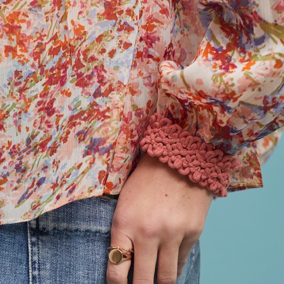 Anthropologie Ranna Gill Pink Floral Belle Blouse Size Small - Picture 4 of 14